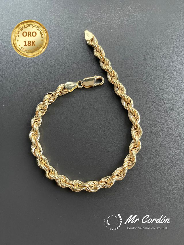 Pulsera Cordón Salomónico 6.00 mm 18 Kilates
