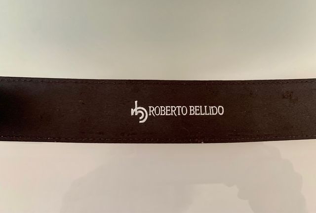 Cinturón de Piel, Marrón Oscuro con Bordados