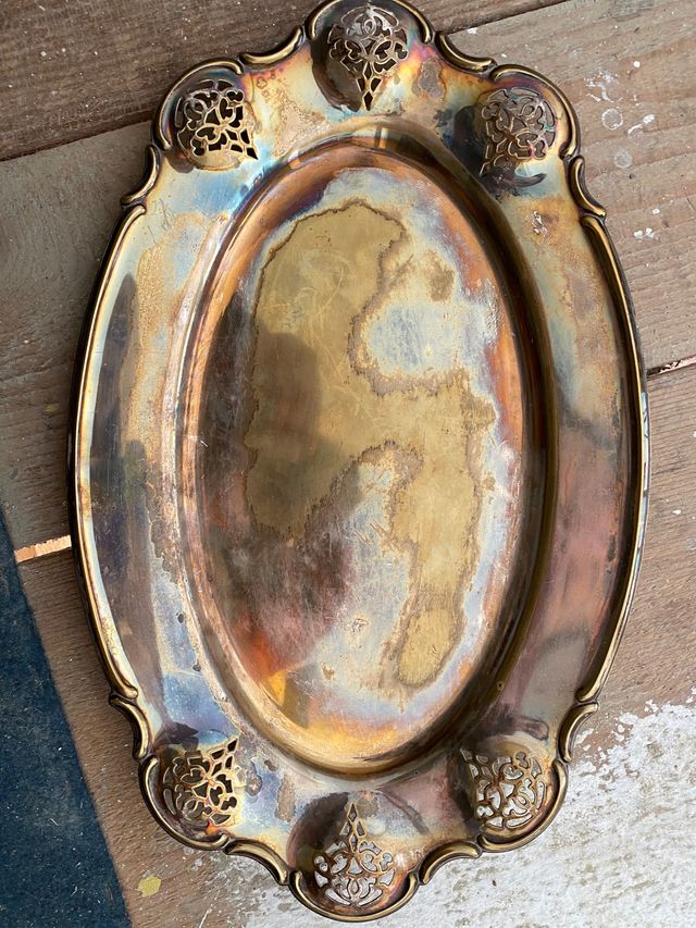 Vassoio antico in acciaio