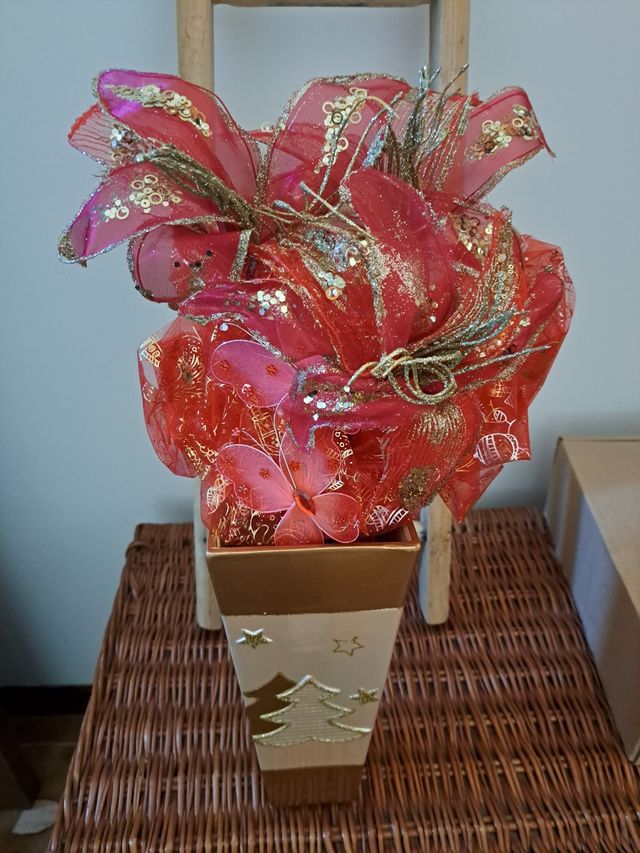 vaso di ceramica con stella di natale