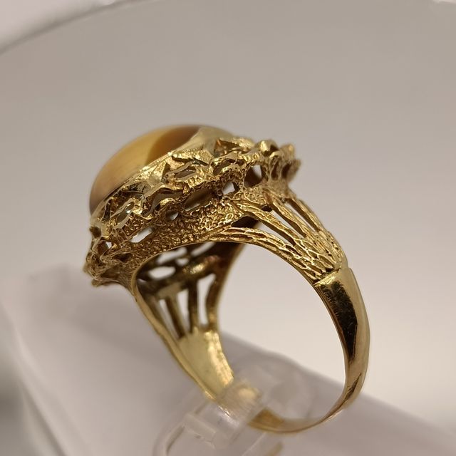 Ojo de Tigre, Sortija Oro de Ley 18K.