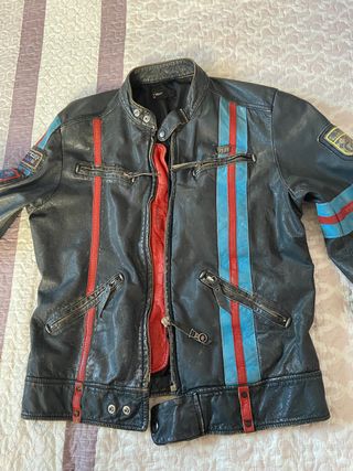 Cazadora de piel de diesel talla L ajustada 