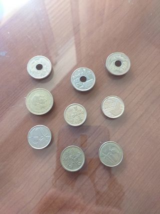 Lote 9 monedas peseta 