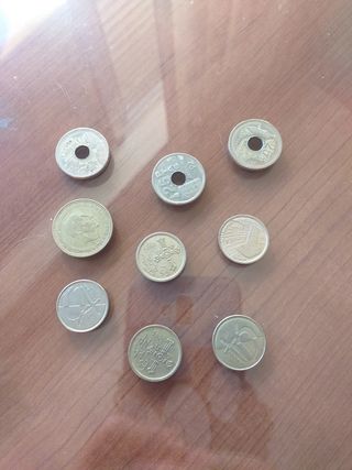 Lote 9 monedas peseta 