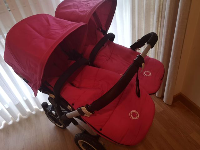 Sacos y textiles rosas de Bugaboo donkey gemelar