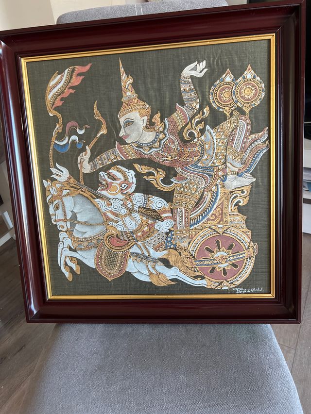 Antigua cuadro tapiz de seda tailandes