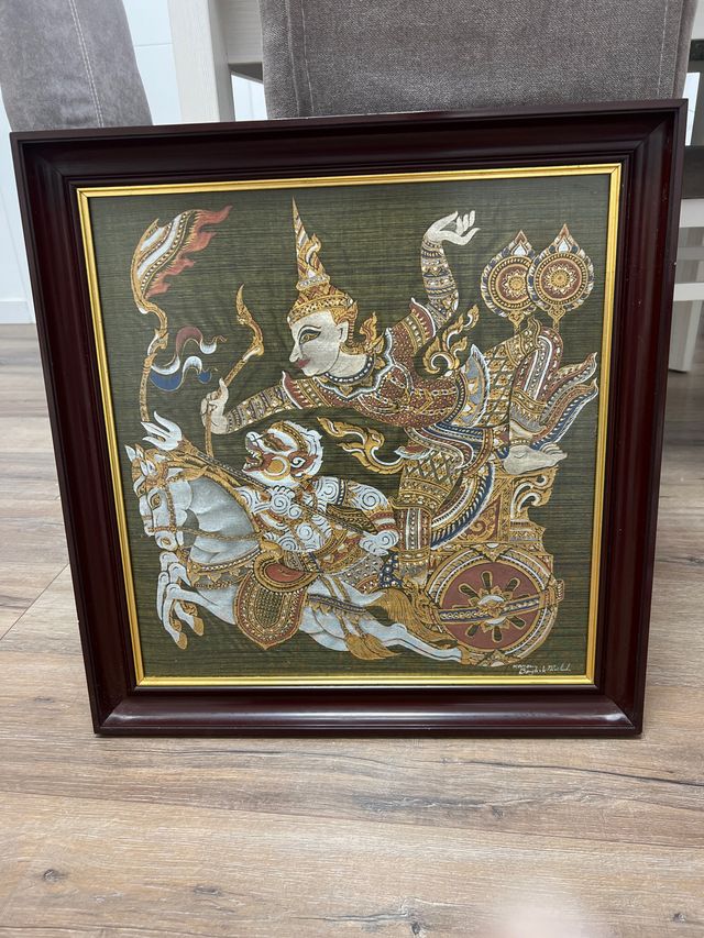 Antigua cuadro tapiz de seda tailandes