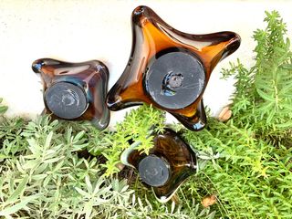 TRES CENTROS DE MESA. CRISTAL VINTAGE.