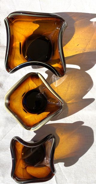 TRES CENTROS DE MESA. CRISTAL VINTAGE.