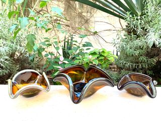 TRES CENTROS DE MESA. CRISTAL VINTAGE.