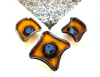 TRES CENTROS DE MESA. CRISTAL VINTAGE.