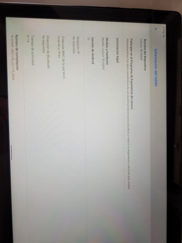 Table Lenovo TB-X505F Hd
