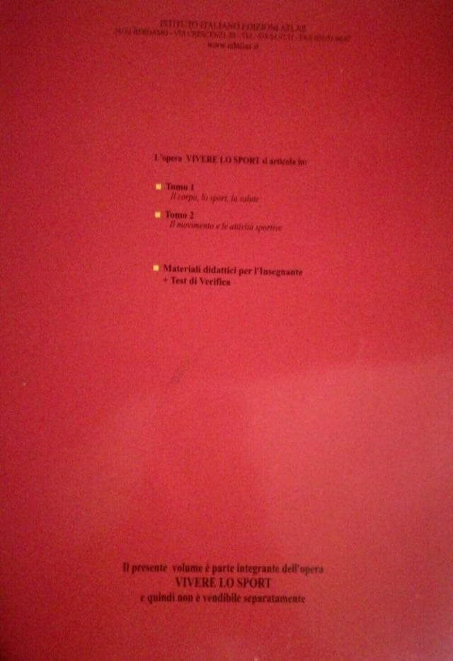 Libro scolastico "Vivere lo Sport:Tomo 1 e tomo 2"