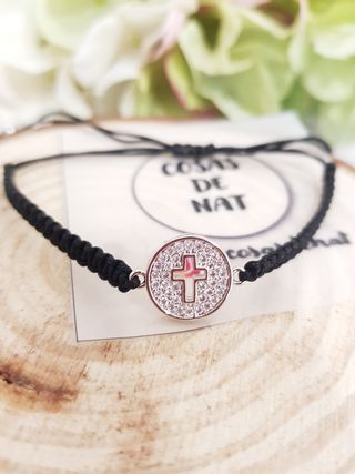 pulsera cruz brillantes