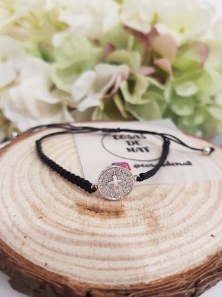 pulsera cruz brillantes
