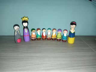 Set peg dolls Snow White biancaneve