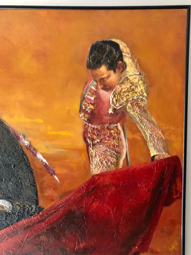 Gran cuadro Óleo lienzo tema taurino.