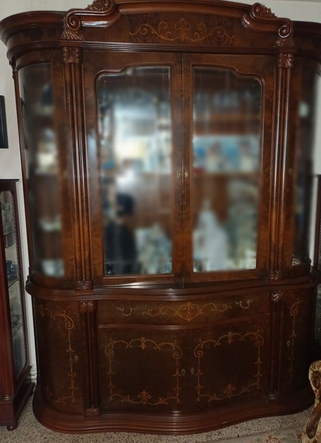 Mueble vitrina madera raiz