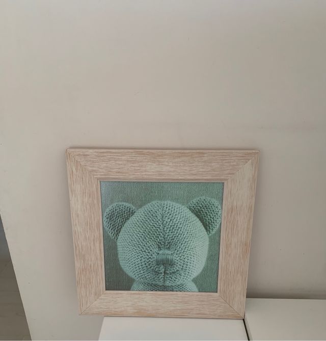 Cuadros ositos lana en tonos rosas