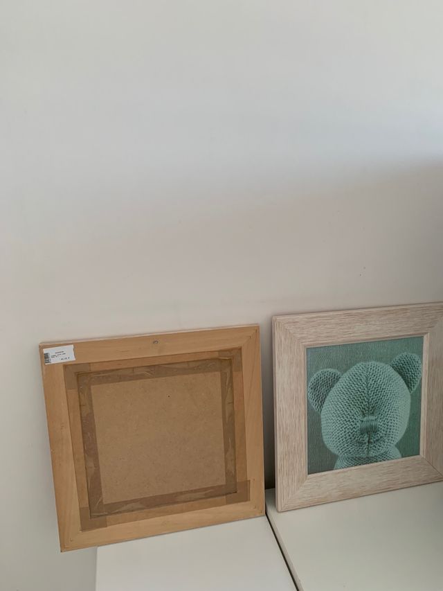 Cuadros ositos lana en tonos rosas