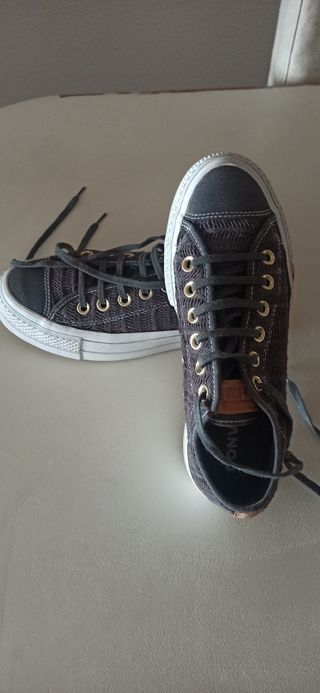 Converse plataforma /con suela ancha gris oscuro