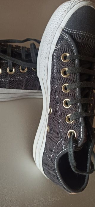 Converse plataforma /con suela ancha gris oscuro