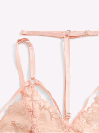 set conjunto sexy lencería encaje rosa talla M