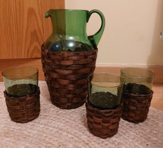 conjunto jarra y 3 vasos vintage