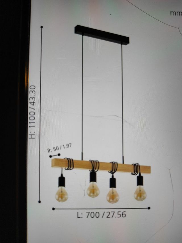 Lampara de colgar 4 llamas