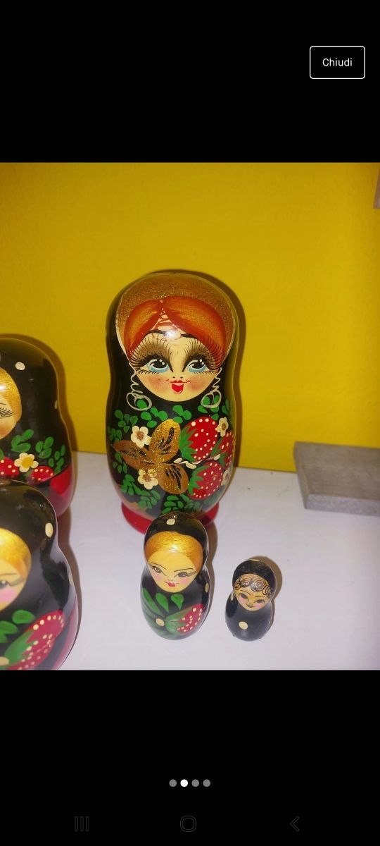 matrioska 5 pezzi legno dipinto a mano