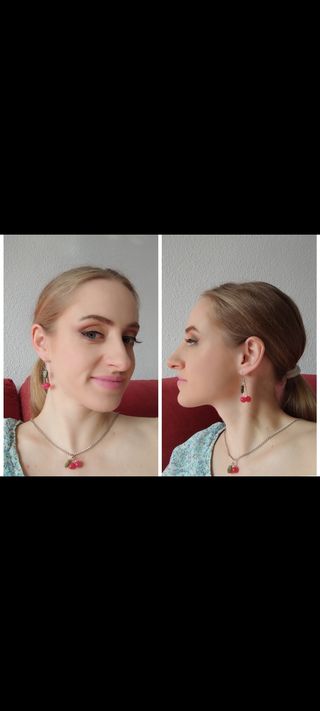 Pendientes medianos mineral rojo y jade verde