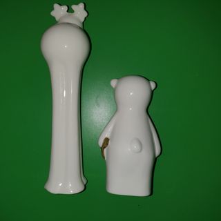 figuras porcelana navidad reno y oso