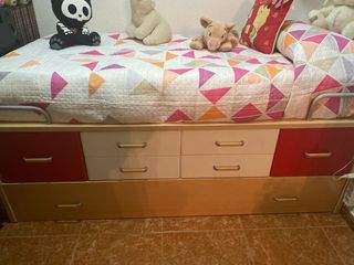 Cama nido,con cajones,escritorio,zapatero y mesita