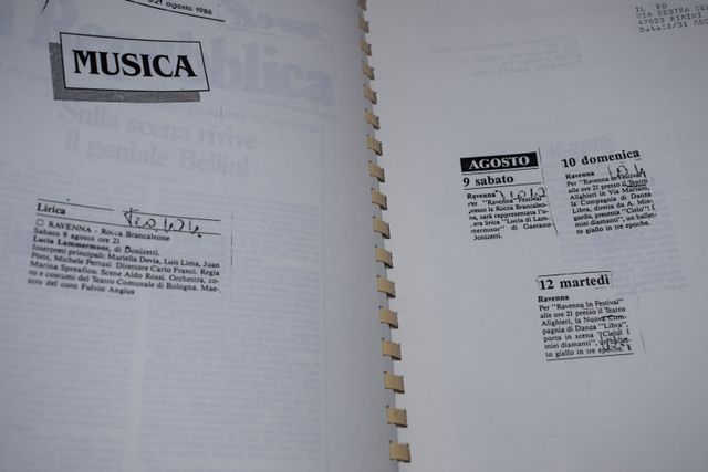 RARO Rassegna stampa Ravenna in Festival 1986