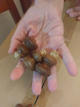 Lote de5 pomos antiguos madera 4 x 3 cm