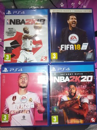 PS4 NBA 2K 18, NBA 2K 20, FIFA 18 y FIFA 20