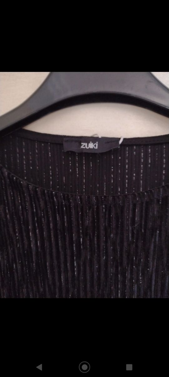 maglietta invernale nera a costine  luccicante