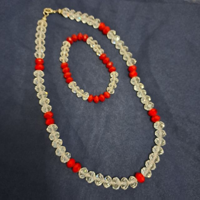 Parure in cristallo e agata rossa