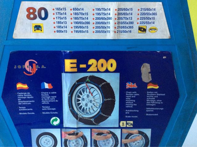 Cadenas ruedas coche, nieve