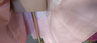 Vestido plumeti con falda brocada capa T.40