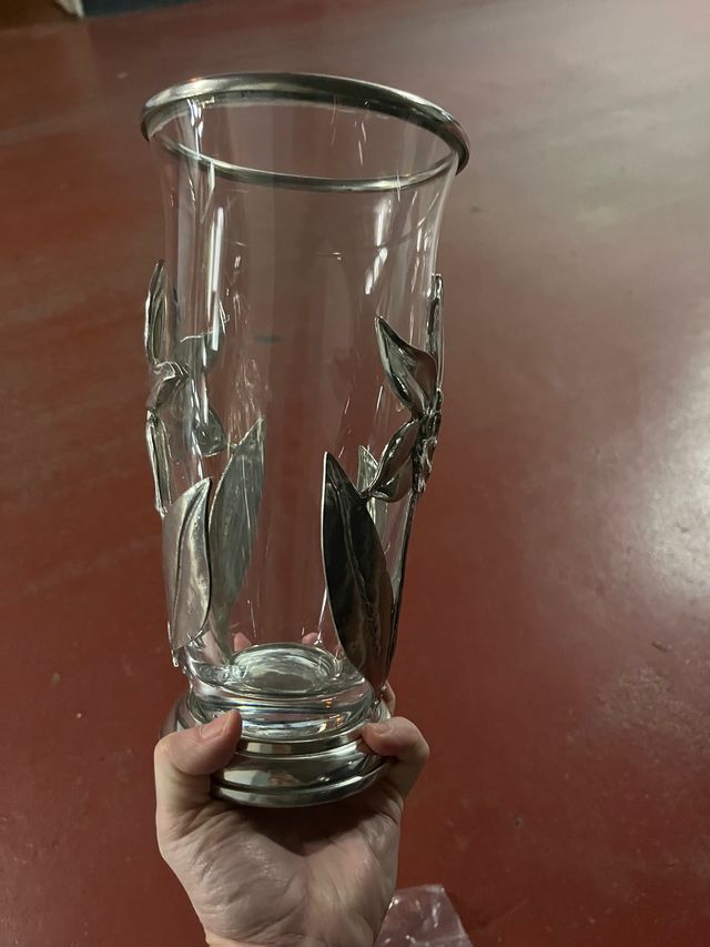 Jarrón de cristal estañado