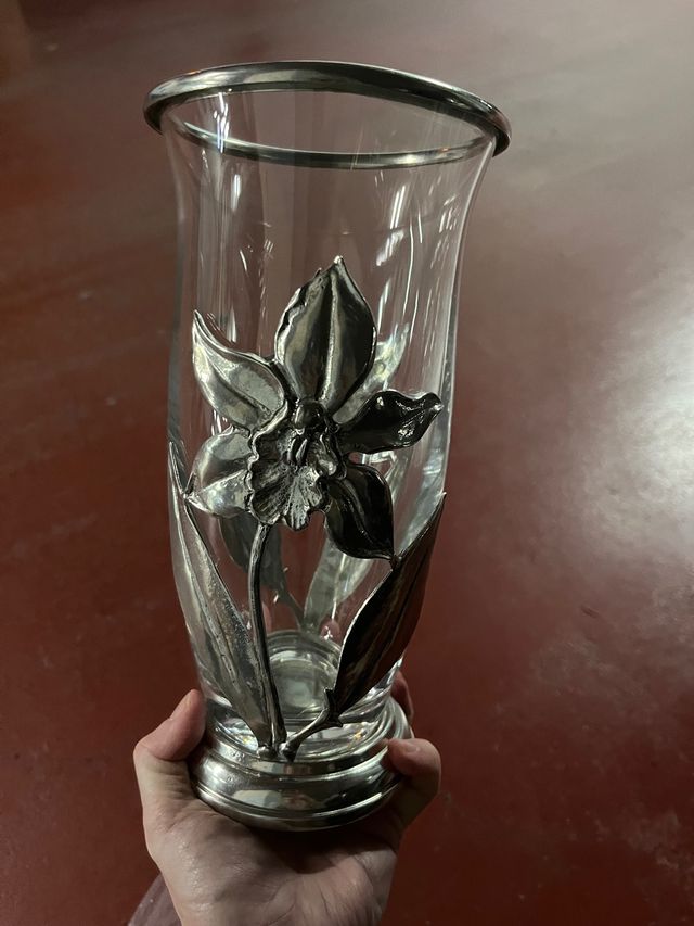 Jarrón de cristal estañado