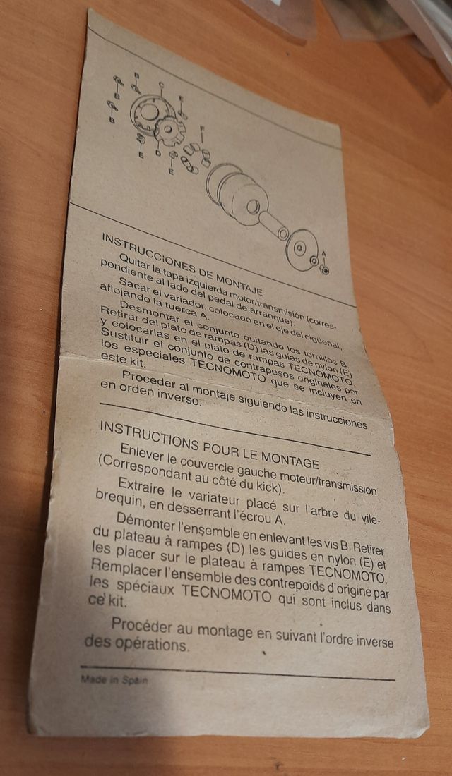 RAMPA DE VARIADOR TECNOMOTO PARA HONDA CAMINO-PX