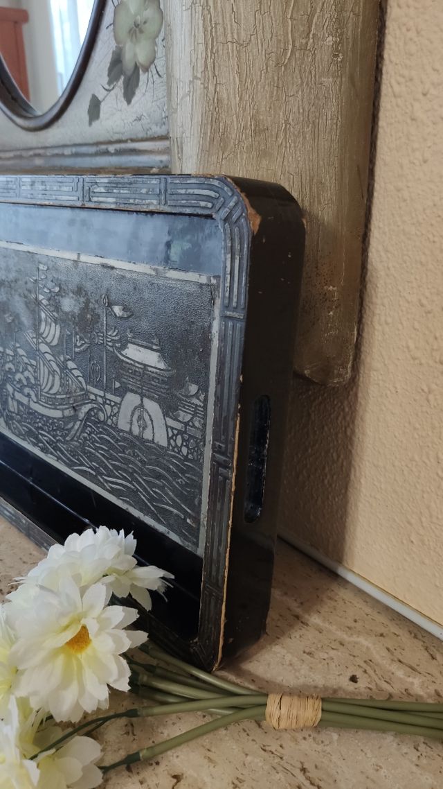 ANTIGUA BANDEJA JAPONESA MADERA LACADA