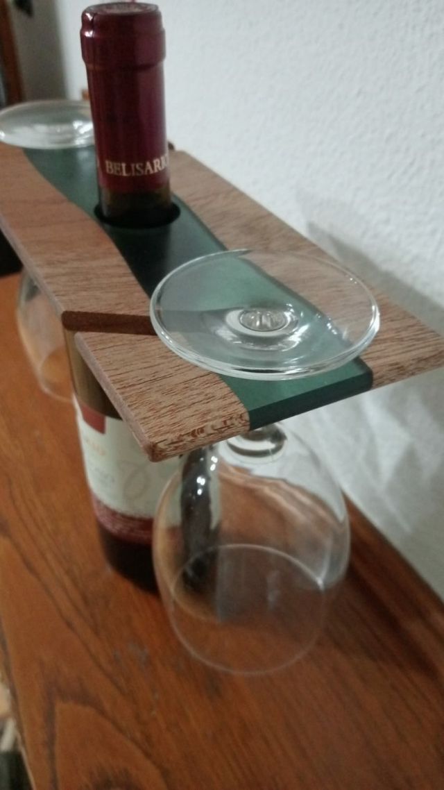 portabottiglie il resina epossidica e legno