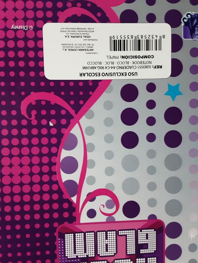 Cuaderno de cuadros Hanna Montana