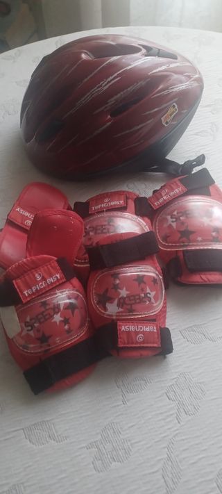 CASCO Y PROTECTORES MUÑECA,RODILLA Y CODO