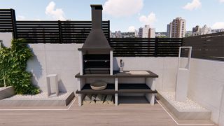 barbacoa de obra moderna para leña o carbon 