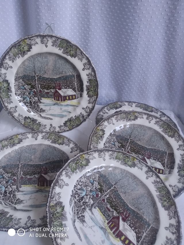 Platos llanos, 5 unidades, Impecables.