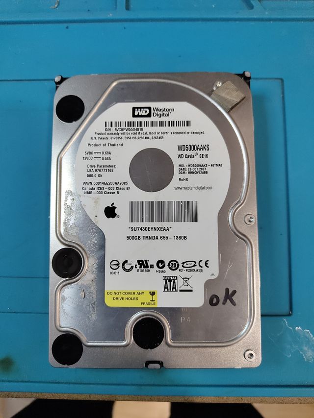 western digital apple 500gb 3" sata